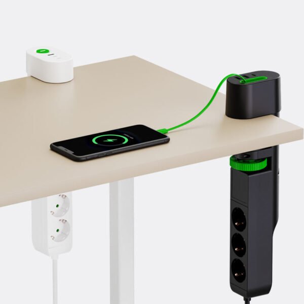Hc8bcb40560f8460297ca30a47f7414f2m.jpg Drill-Free Desk Socket USB 3-Way Tabletop Multiple Socket – 3 Outlets for Home & Office with Charging Cable