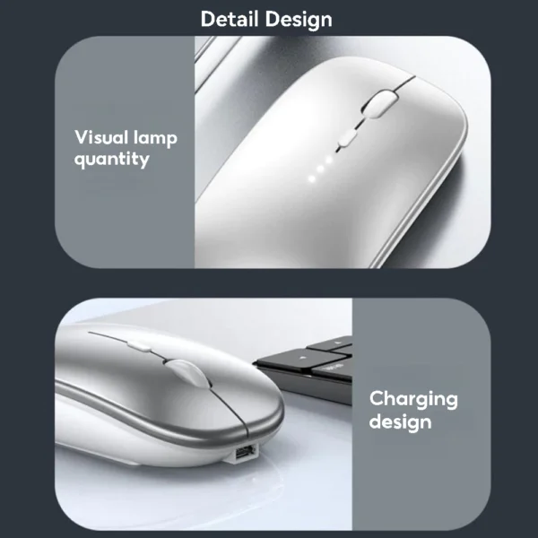 D Rechargeable Wireless Mouse – 2.4GHz USB Receiver Optical Adjustable Silent Mouse for PC & Laptop