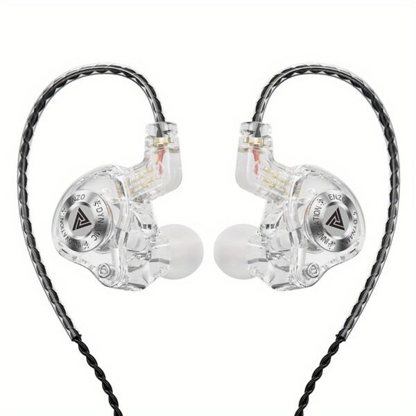 QKZ ENZO PRO 3.5mm Detachable Dynamic Resin In-Ear Monitor Earphones with L-Shaped Plug