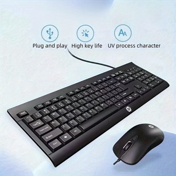 49e104bb-3490-45a4-b532-36b79eb5a171.jpg HP KM100 Wired Keyboard & Mouse Combo Set with USB Interface Ergonomic Design