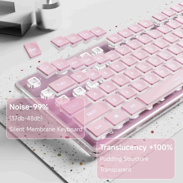 EWEADN Wired Mechanical Feel Gaming Keyboard with Backlight Aluminum Alloy Panel