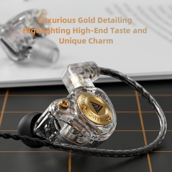 QKZ ENZO PRO 3.5mm Detachable Dynamic Resin In-Ear Monitor Earphones with L-Shaped Plug