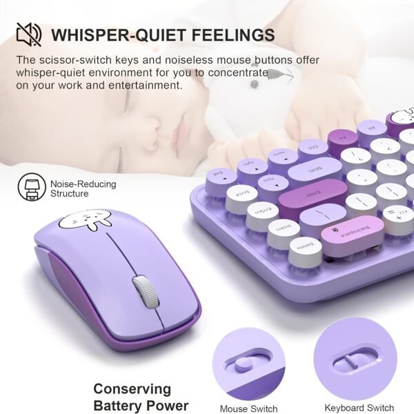 698cf249-1575-4640-8f2c-6e8707e9b9c5.jpg 2.4G Wireless Retro Keyboard and Mouse Set with 68-Key Round Keycaps for Laptop PC