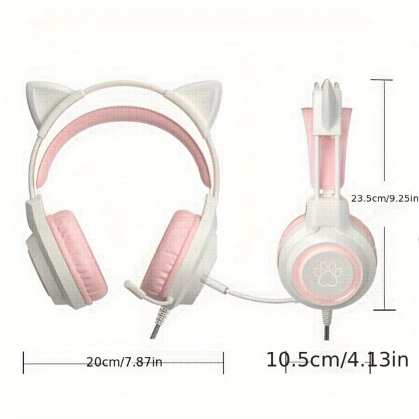 SY-G35 Cute Cat Ear Gaming Headset Wired Over-Ear Headphones with Microphone