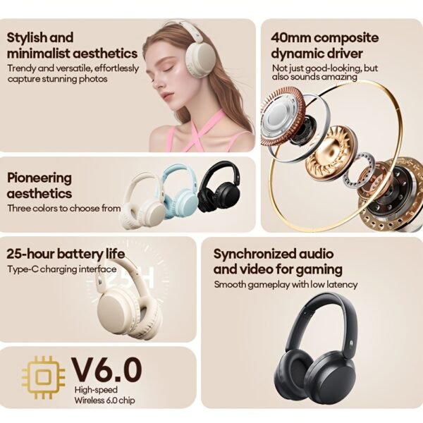 Lenovo Services LS108 Wireless Headphones Lightweight Multi-Device Bluetooth Headset