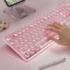 EWEADN Wired Mechanical Feel Gaming Keyboard with Backlight Aluminum Alloy Panel