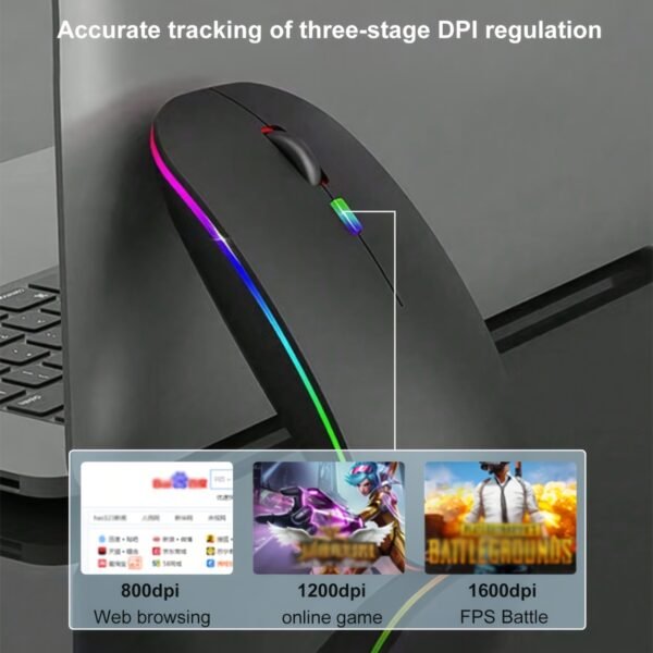 Dual-Mode Wireless Mouse Bluetooth & 2.4G Rechargeable Mouse for Laptop PC Tablet