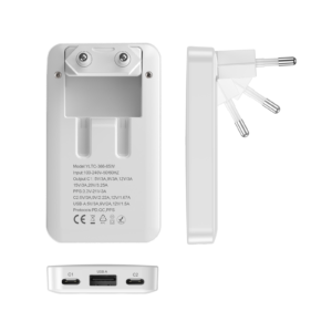 65W GaN Fast Charger with 2 USB-C Ports – Ultra-Thin Multifunctional Charger for Laptop, Tablet & Mobile Phone