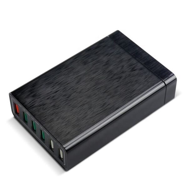 60W 12A 6-Port Universal USB Power Supply Adapter – PD 3.0, OTP & OVP Protection, Fireproof Travel Charger