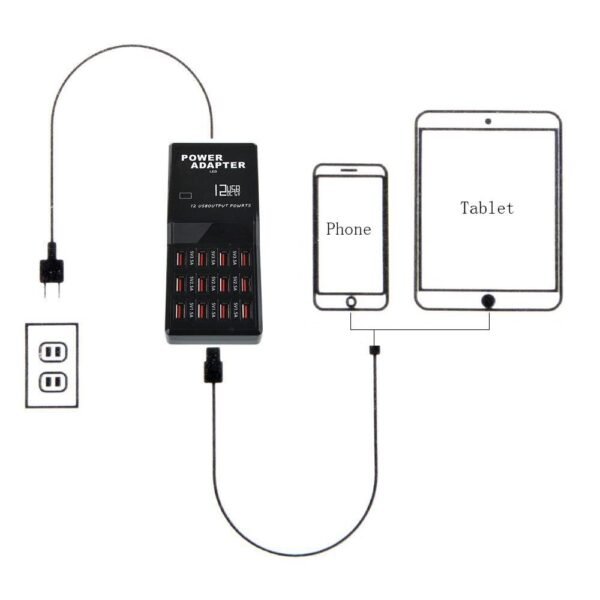 12-Port Multi USB Charger Station – Multifunction Fast Charging Hub 5V/2.4A for Multiple Devices