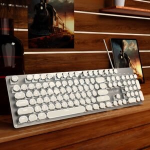 EWEADN Retro Punk Mechanical Gaming Keyboard with LED Backlight
