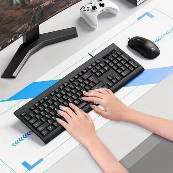 d647a2ac-6438-4c05-8ce2-e16eaac7b4af.jpg HP KM100 Wired Keyboard & Mouse Combo Set with USB Interface Ergonomic Design