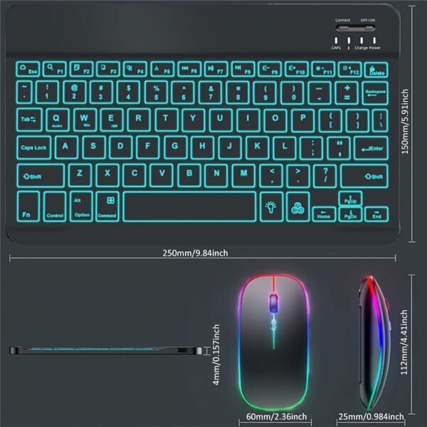 Ultra-Slim RGB Wireless Keyboard and Mouse Combo for Gaming Office Laptop Use